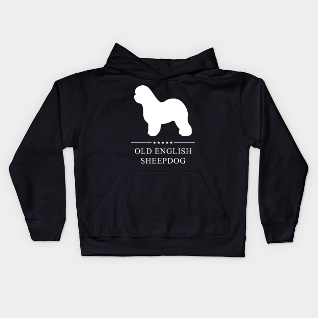 Old English Sheepdog Dog White Silhouette Kids Hoodie by millersye